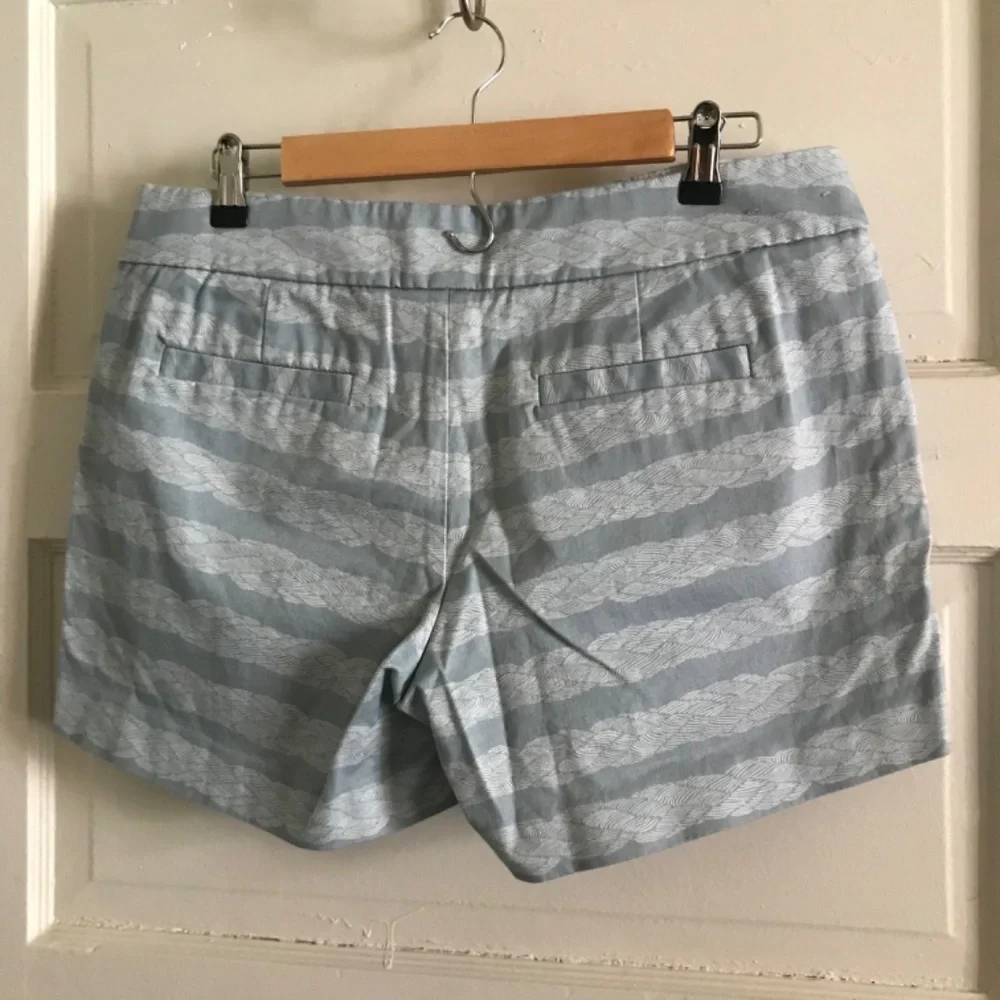 J.Crew Stretch Nautical rope print blue Chino side zip Shorts sz 10 4.5 inseam
